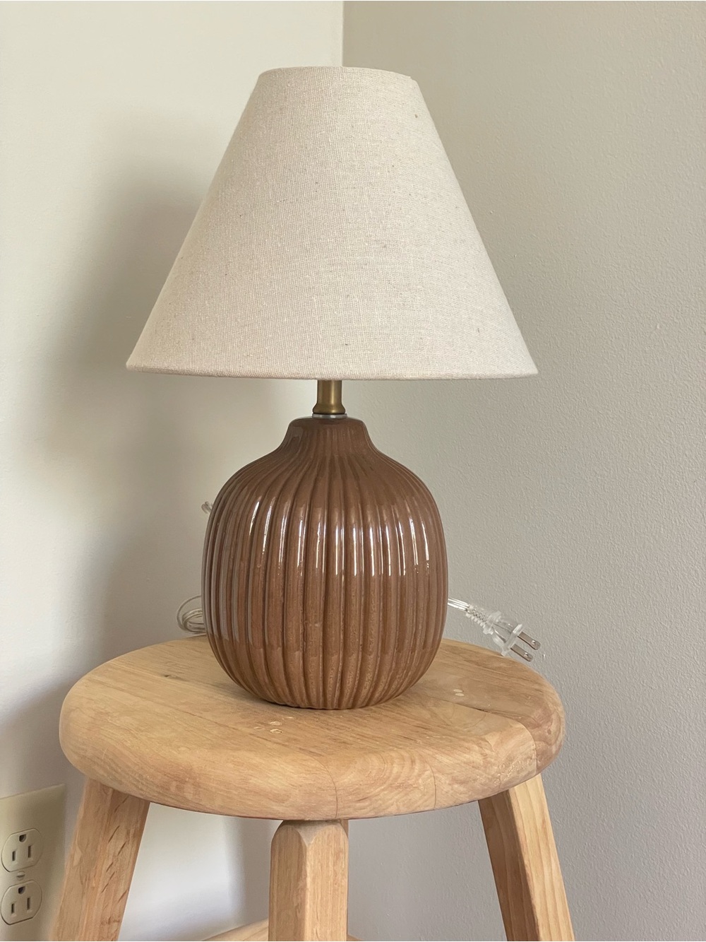 Hearth and hand small ribbed brown lamp